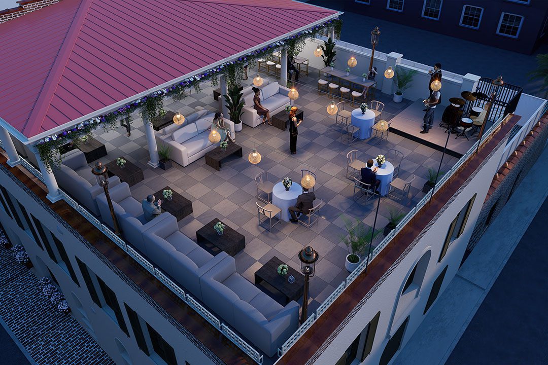 Charleston rooftop venue for events and weddings rendering