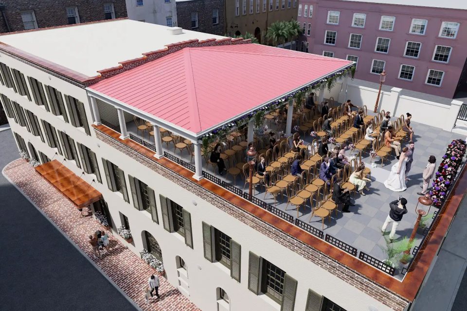 Charleston wedding rooftop venue rendering